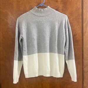 Poof! Gray and White Turtleneck Sweater
